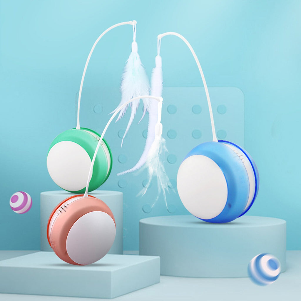 Funny Cat Toy Tumbler Swing Toys For Cats Kitten Interactive Balance Car Cat Chasing Toy Funny Sound And Light Feather Toy