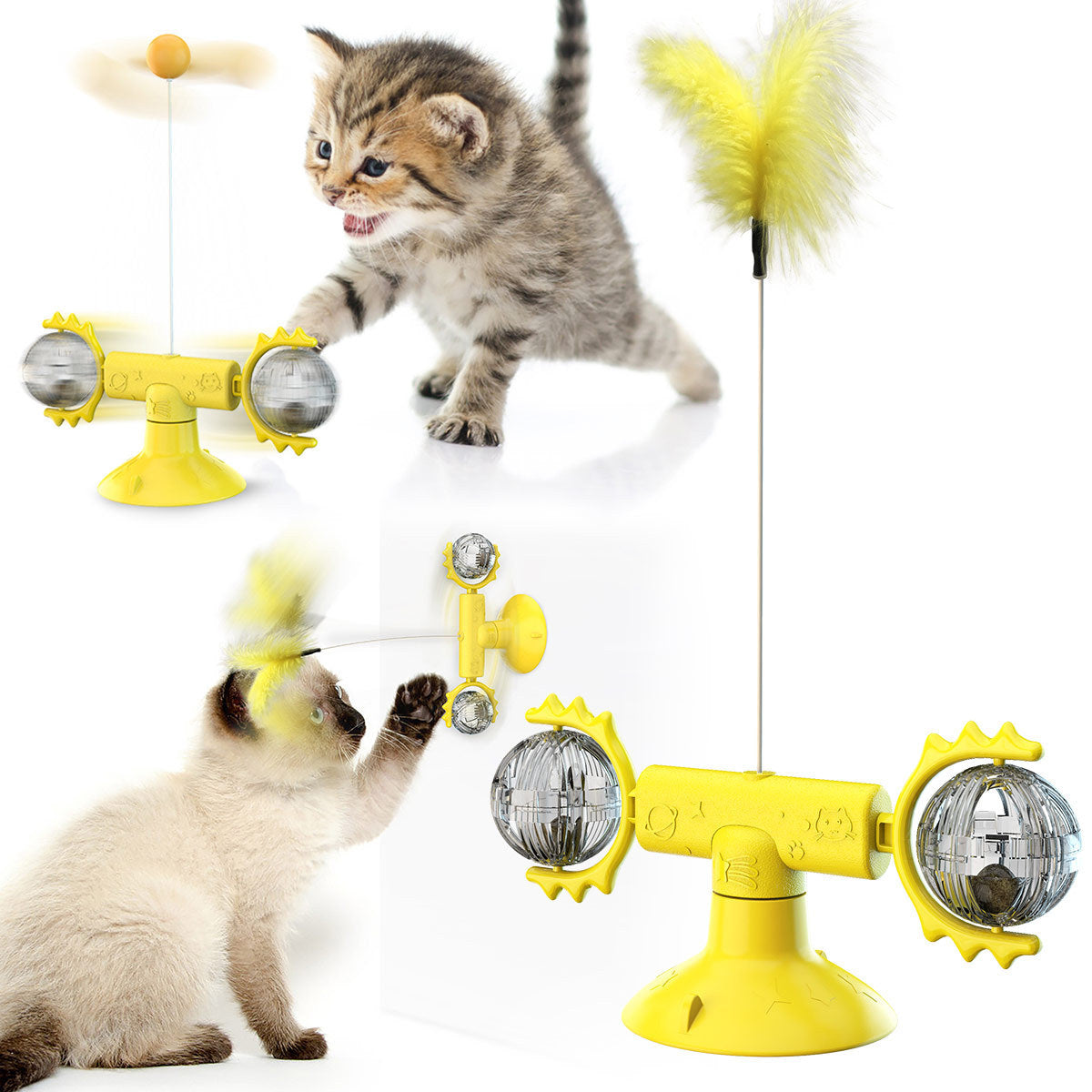 The New Cat Toy Relief Suction Cup Windmill Cat Teaser With Replacement Cat Teaser Set
