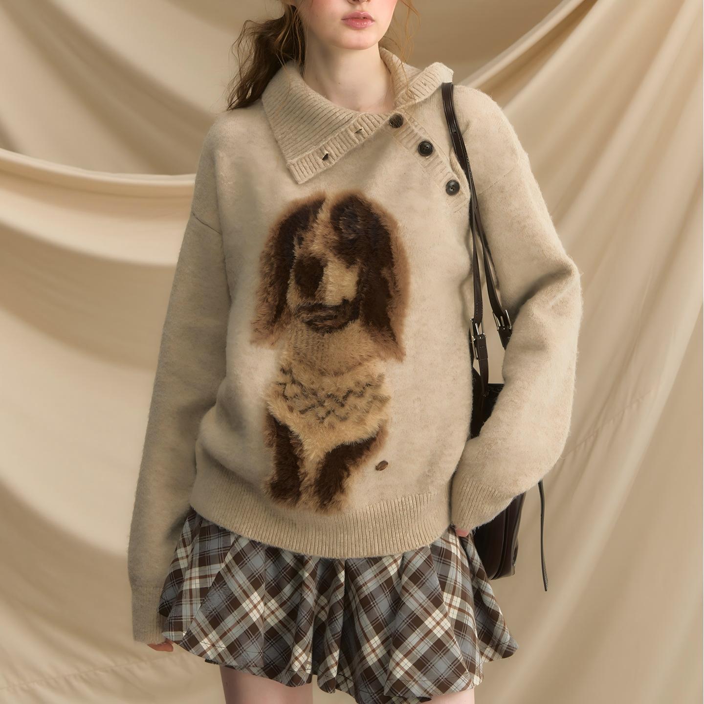 Sweater for Women with Dog Pattern Sweater