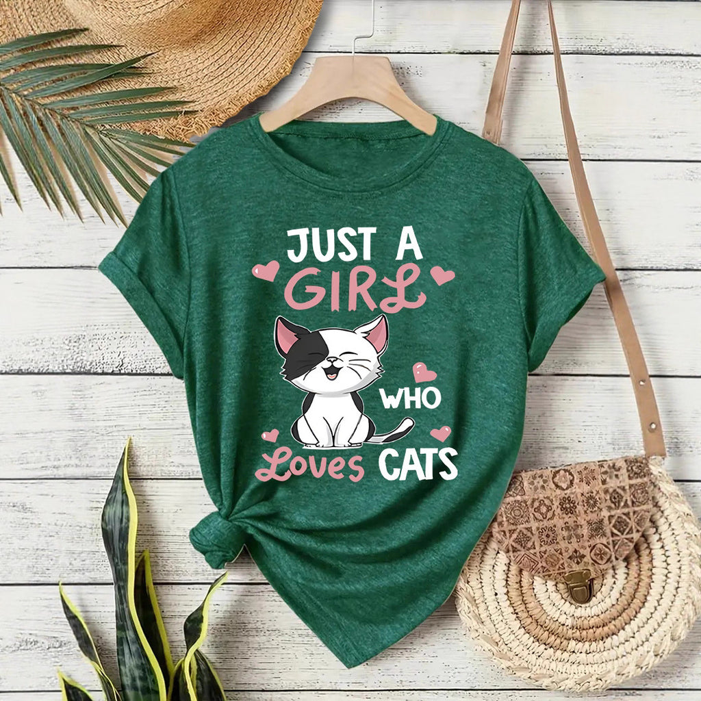 Printed short sleeved cat pattern