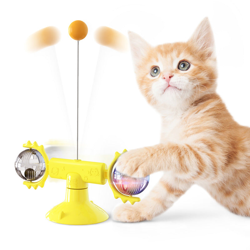 The New Cat Toy Relief Suction Cup Windmill Cat Teaser With Replacement Cat Teaser Set