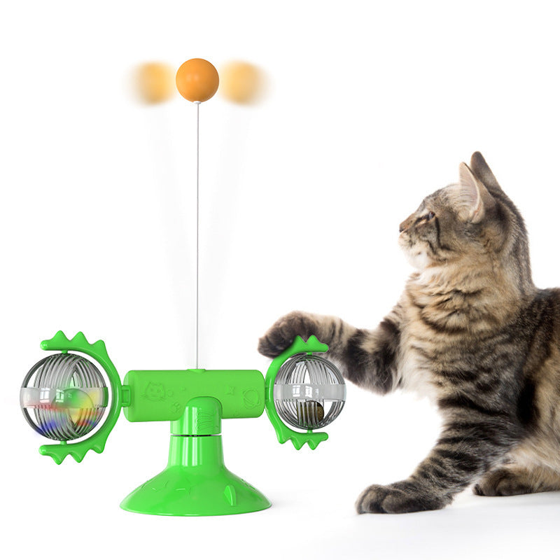 The New Cat Toy Relief Suction Cup Windmill Cat Teaser With Replacement Cat Teaser Set