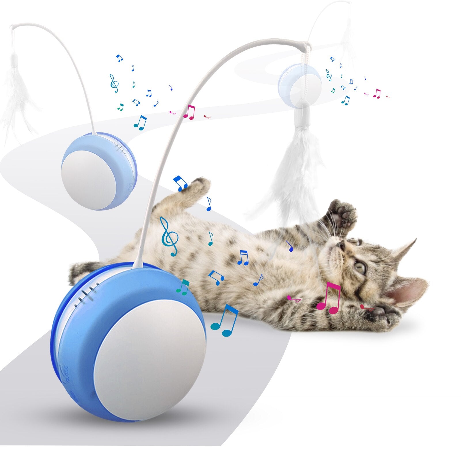 Funny Cat Toy Tumbler Swing Toys For Cats Kitten Interactive Balance Car Cat Chasing Toy Funny Sound And Light Feather Toy