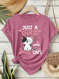 Printed short sleeved cat pattern