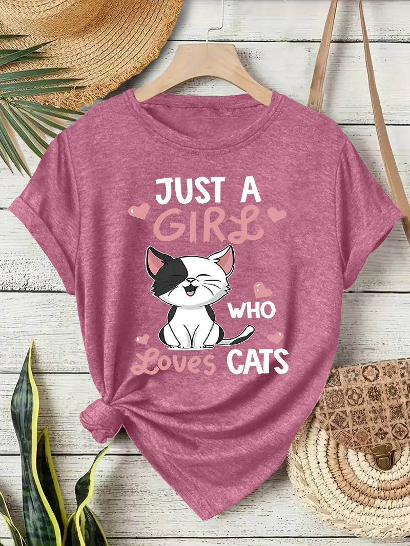 Printed short sleeved cat pattern