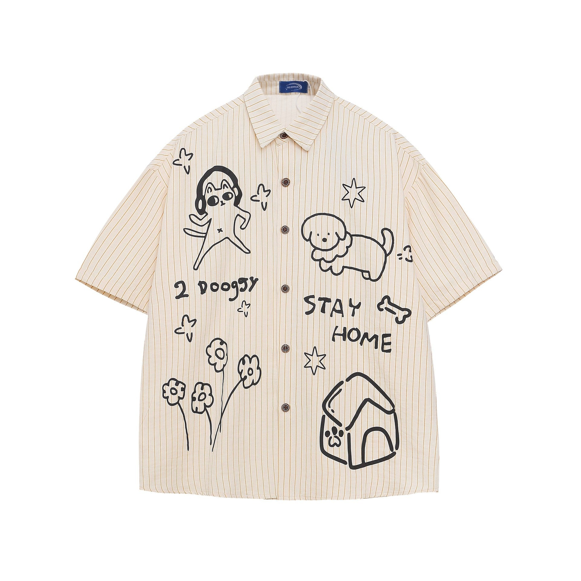 Cat and Dog Striped Short Sleeve