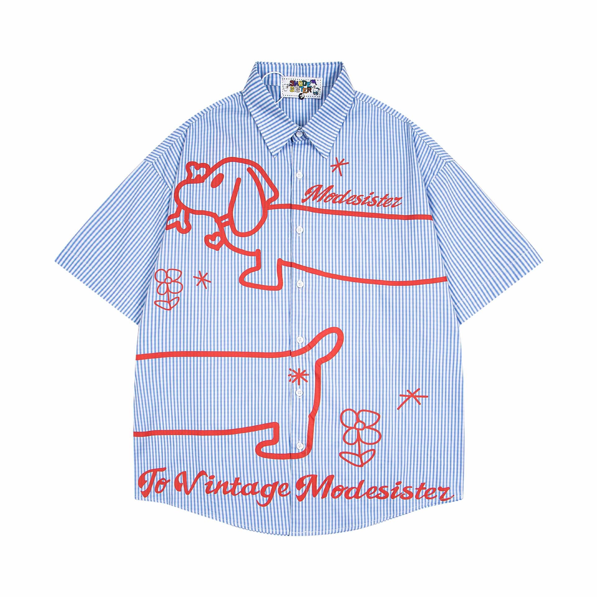 Sausage dog printed striped shirt
