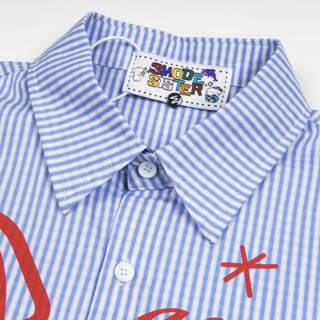Sausage dog printed striped shirt