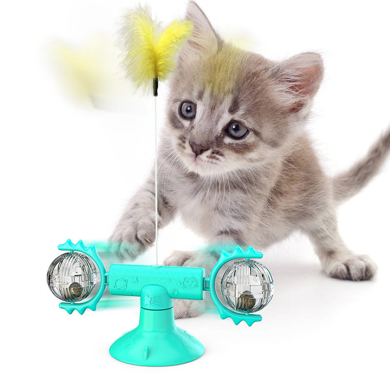 The New Cat Toy Relief Suction Cup Windmill Cat Teaser With Replacement Cat Teaser Set