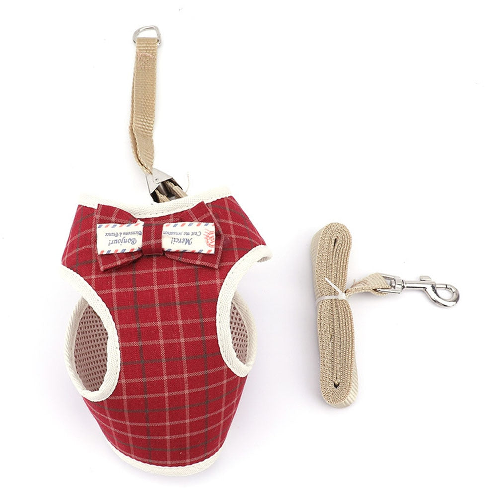 Cute Dog Cat Harness and Leash Set Nylon Mesh Pet Puppy Harness Lead Cat Collar Clothes Vest for Small Cats Kitten Pet Supplies
