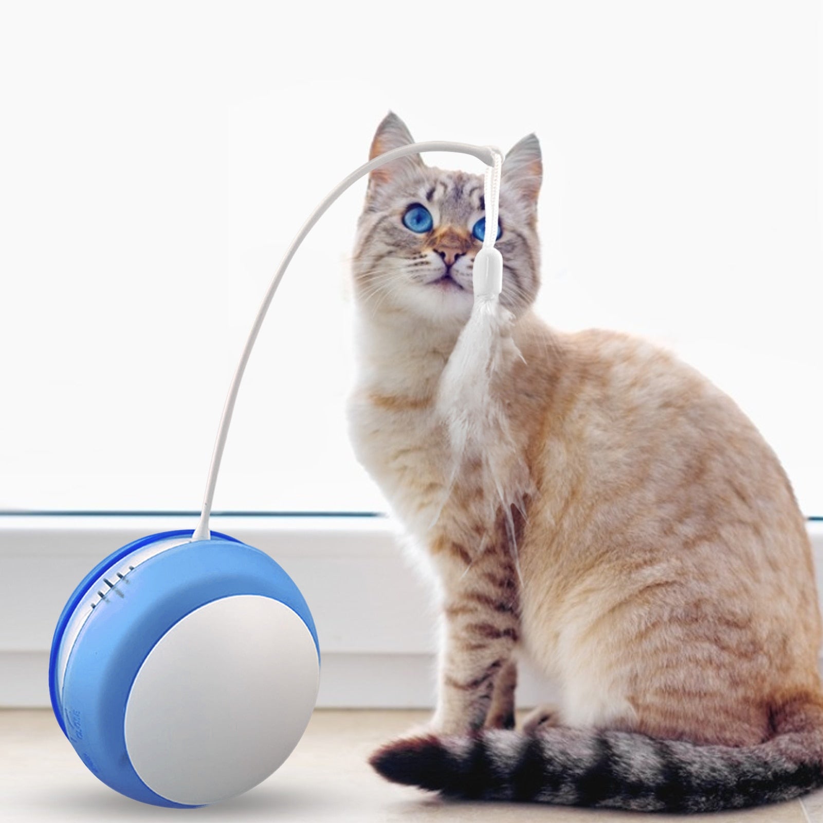 Funny Cat Toy Tumbler Swing Toys For Cats Kitten Interactive Balance Car Cat Chasing Toy Funny Sound And Light Feather Toy