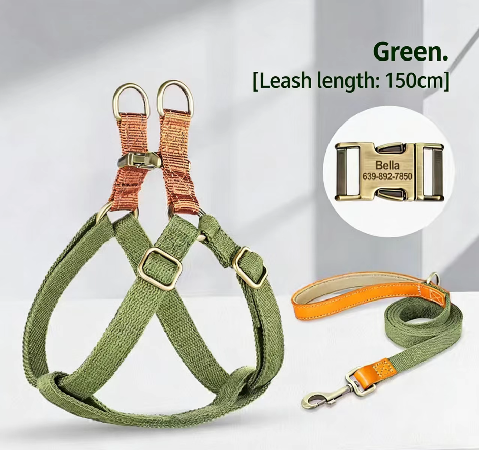Dog leash Dog chest back lettering Anti loss small dog Teddy chest strap medium-sized dog corgi vest dog rope