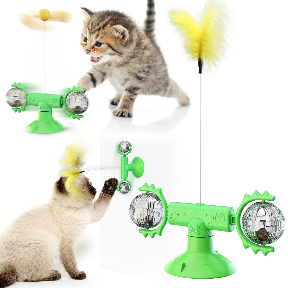 The New Cat Toy Relief Suction Cup Windmill Cat Teaser With Replacement Cat Teaser Set