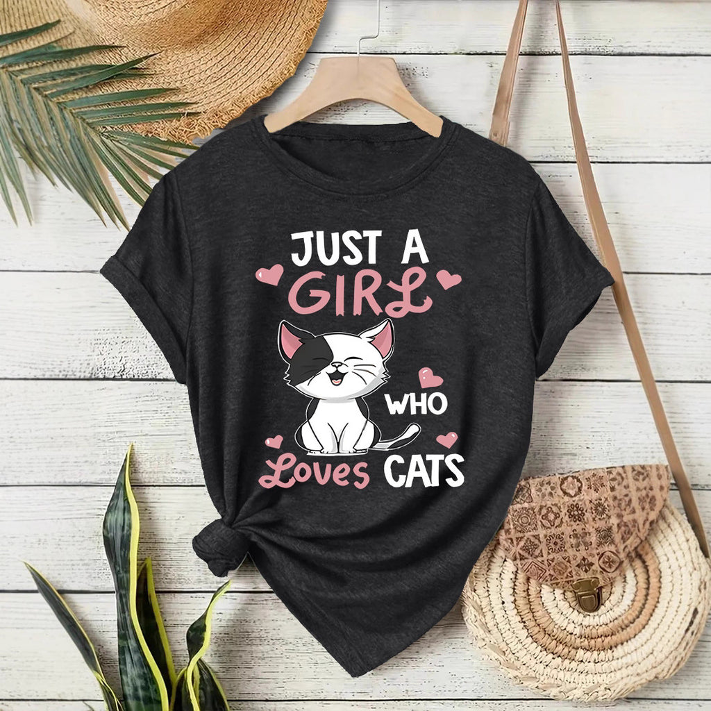 Printed short sleeved cat pattern