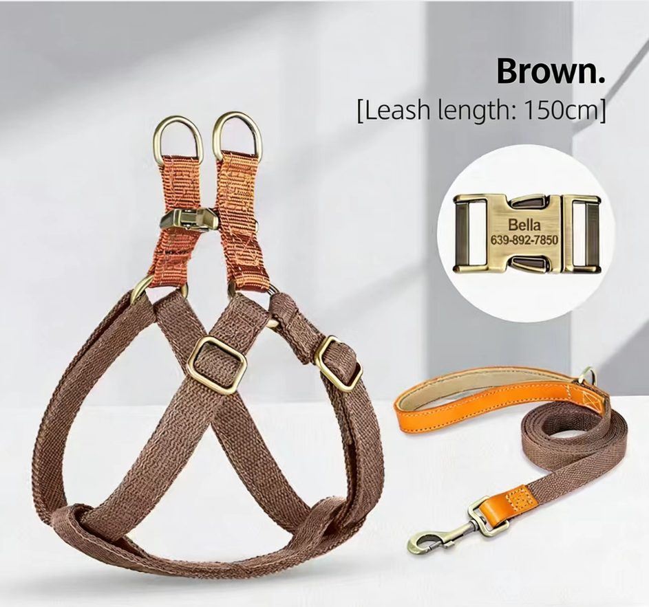 Dog leash Dog chest back lettering Anti loss small dog Teddy chest strap medium-sized dog corgi vest dog rope