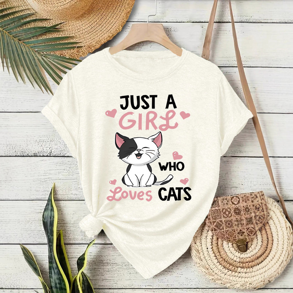Printed short sleeved cat pattern