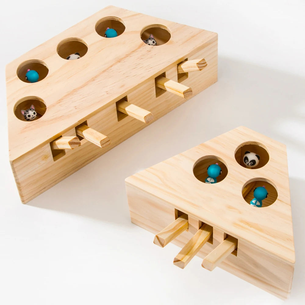 1pc Cat Toy Funny Wooden Durable Premium Funny Whack Mole Mouse for Pets Cat Whac-A-Mole Cat Kitty Pet Toys