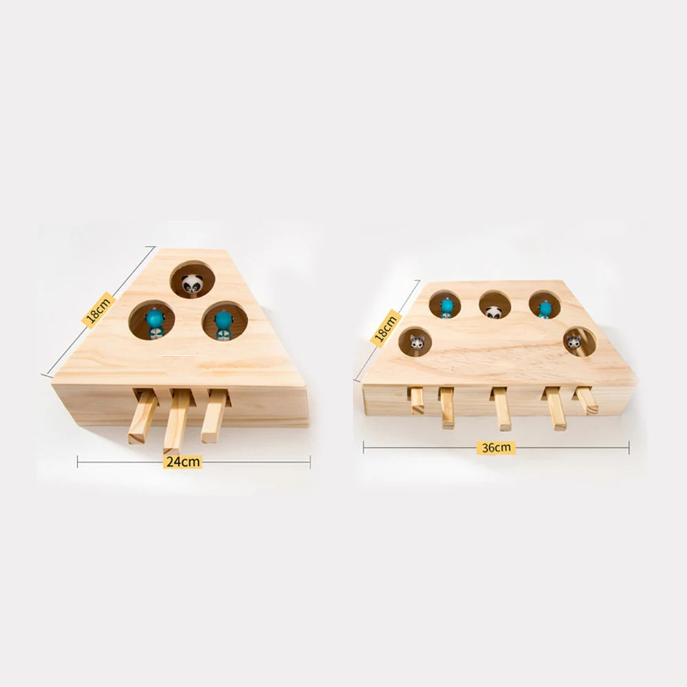 1pc Cat Toy Funny Wooden Durable Premium Funny Whack Mole Mouse for Pets Cat Whac-A-Mole Cat Kitty Pet Toys