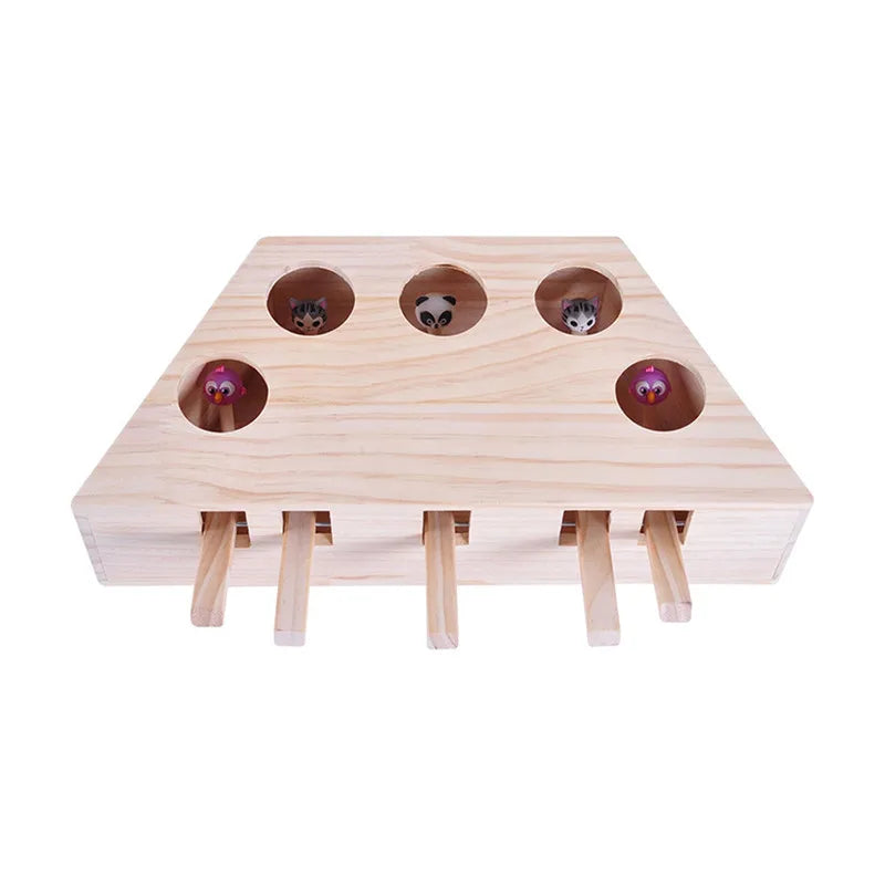 1pc Cat Toy Funny Wooden Durable Premium Funny Whack Mole Mouse for Pets Cat Whac-A-Mole Cat Kitty Pet Toys